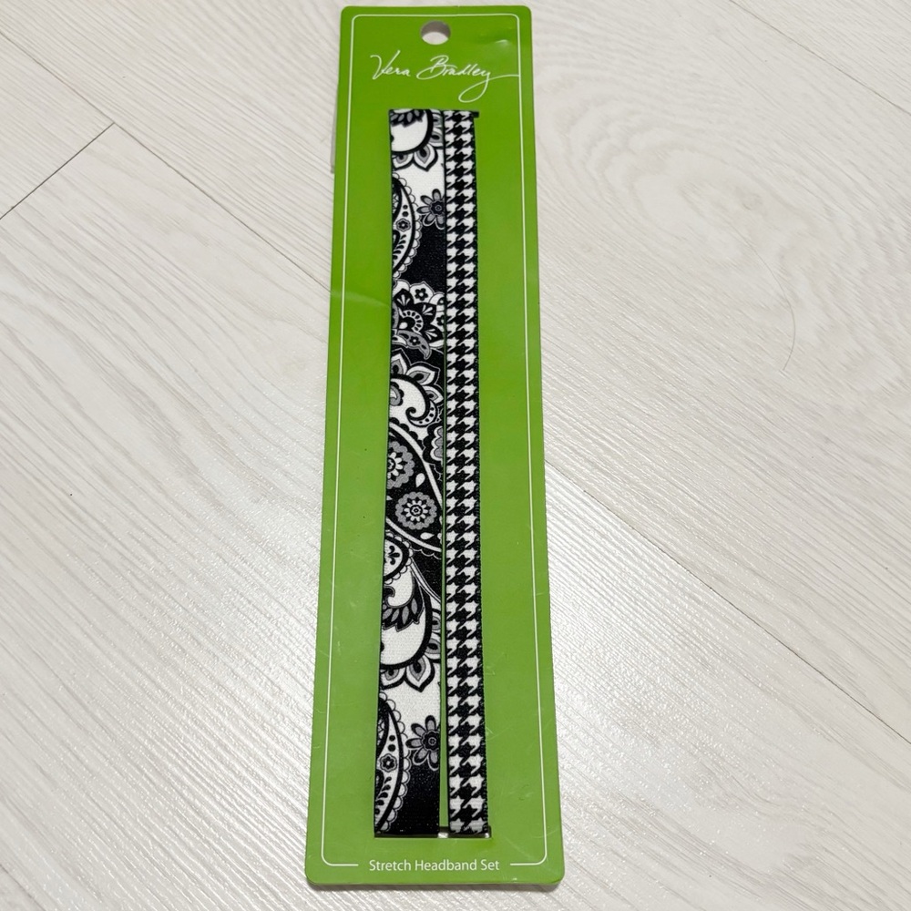 Vera Bradley Stretch Midnight Paisley‎ Headband Set Black and White NWT